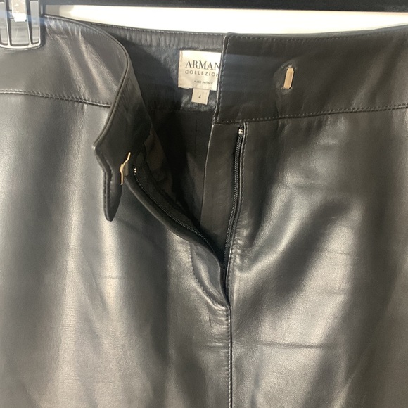 ARMANI COLLEZIONI Black Leather Pencil Skirt - Picture 3 of 12